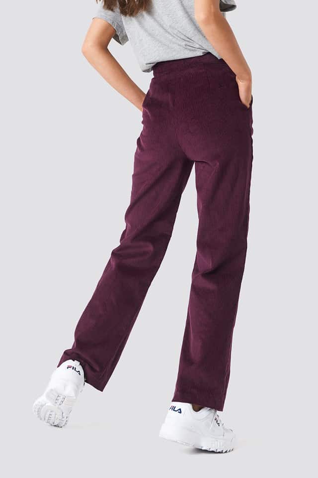 woman wearing corduroy pants