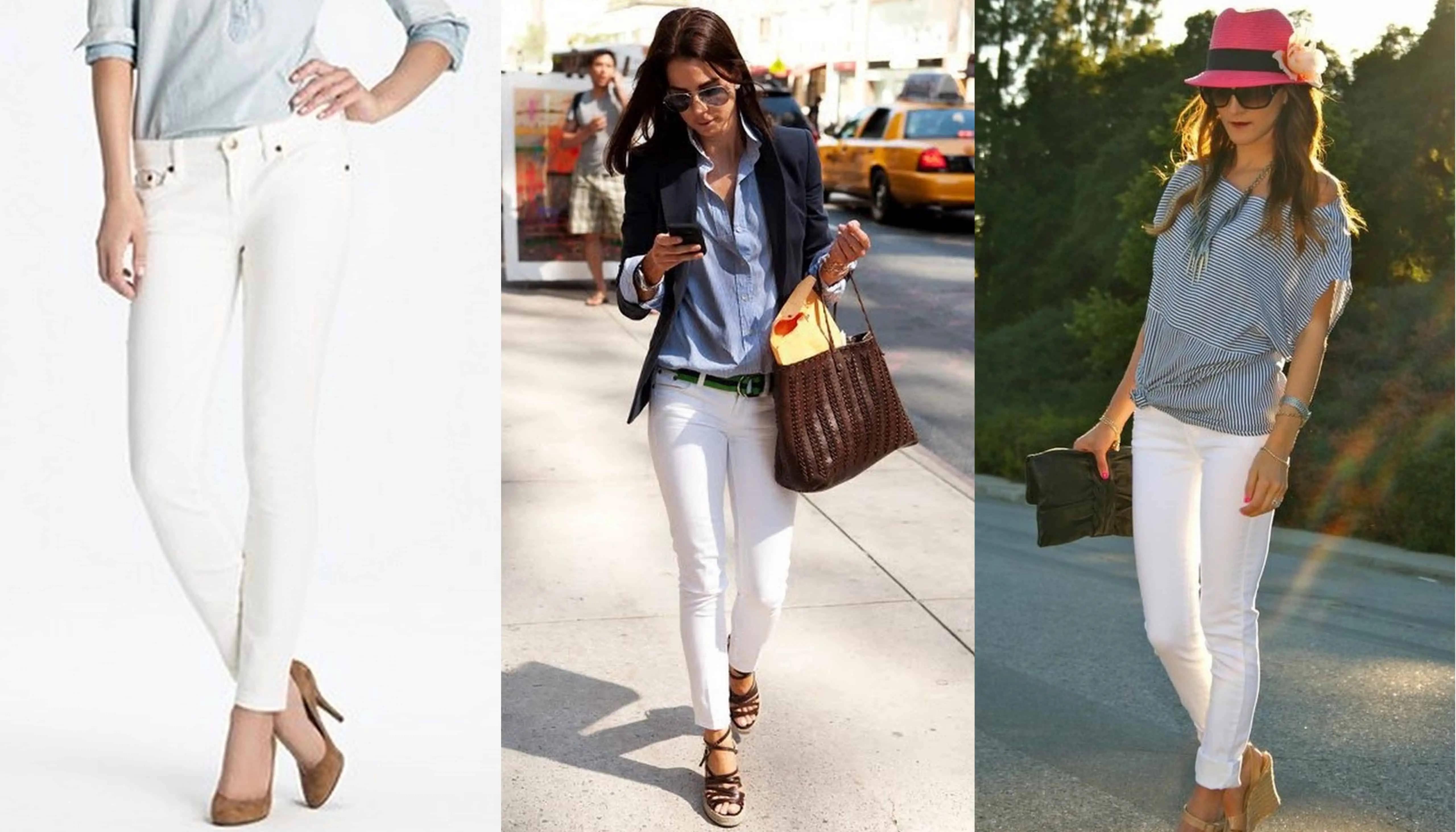 women wearing white skinny jeans