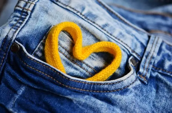 heart thread on jeans pocket