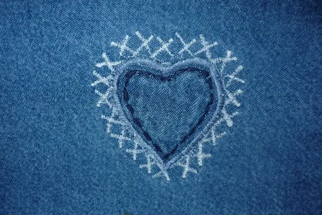 heart embroidery on jeans